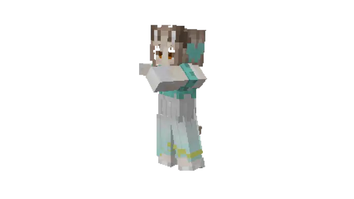 Blocky character performing a dab dance move