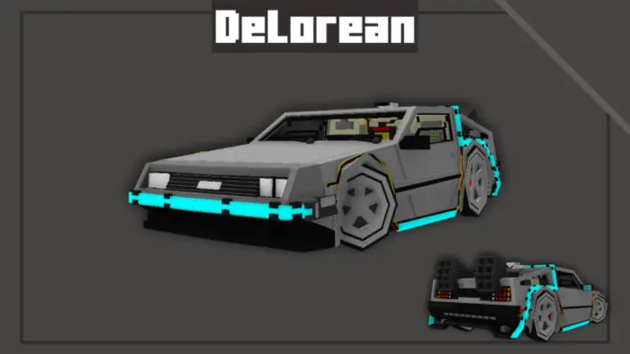 Voxel-style DeLorean time machine car
