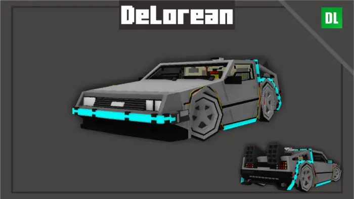 Blocky DeLorean time machine mod car