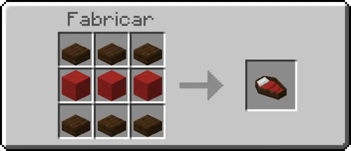 Crafting recipe for a red sleeping coffin