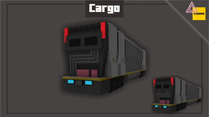 Futuristic blocky freight train model