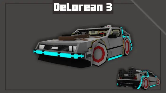 Voxel-style DeLorean time machine car