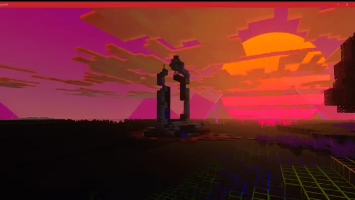 Neon sunset with retro synthwave colors.