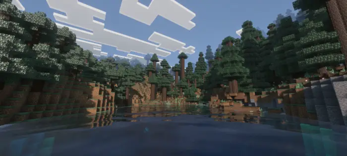 Realistic water and forest reflections scene