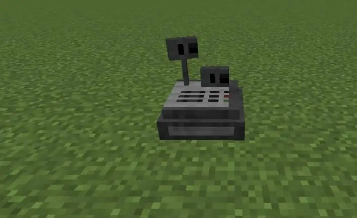 Blocky cash register on grassy terrain
