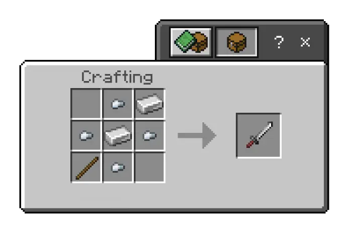 Crafting recipe for a new sword weapon
