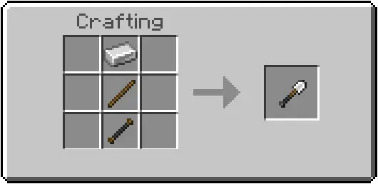 Crafting recipe for an iron shovel
