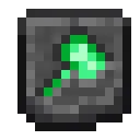 Green pixelated axe icon on gray background