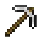 Pixelated iron pickaxe icon on black background