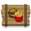 Burger and fries on a wooden table