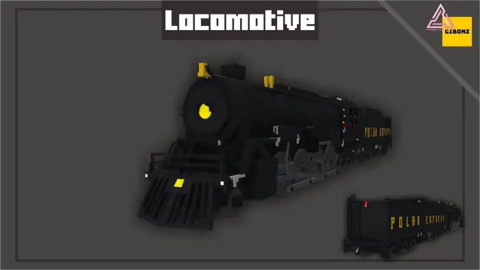 Blocky Polar Express train locomotive model