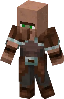 ALT text Villager in brown armor with green eyes