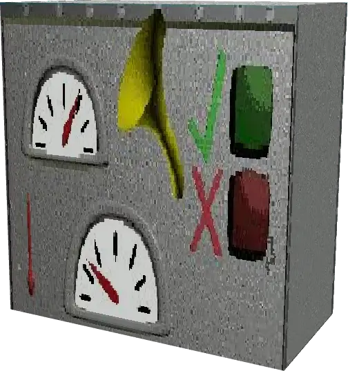 Control box with dials, horn, and buttons
