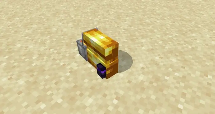 Yellow pixel backpack addon on sandy ground