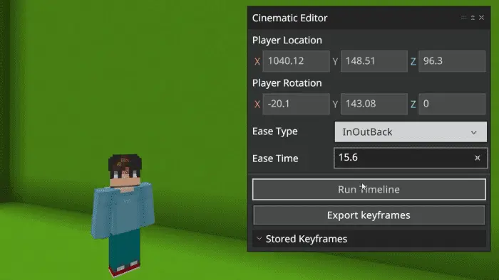 Cinematic editor interface with avatar