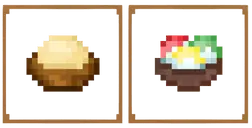 Pixel art bowls of food in wooden frames