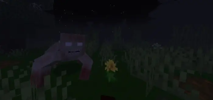 Creepy monster crawling in a dark field