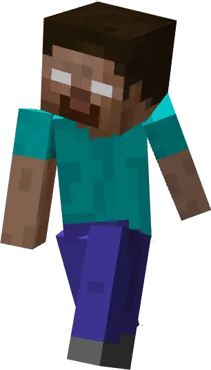 Blocky character with glowing white eyes
