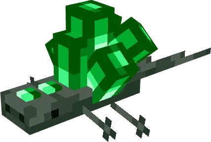 Pixelated lizard with bright green crystals