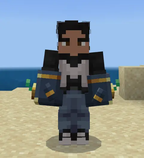 Character wearing oversized power gauntlets
