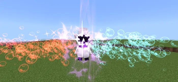 Character unleashing colorful sorcery effects