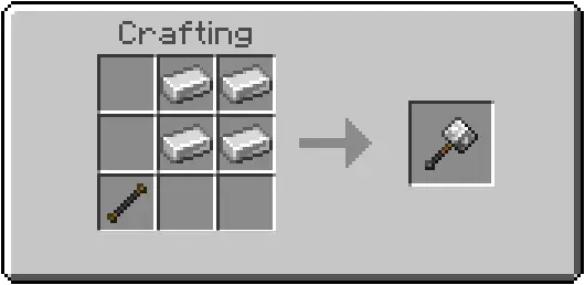 Crafting recipe for a custom hammer tool