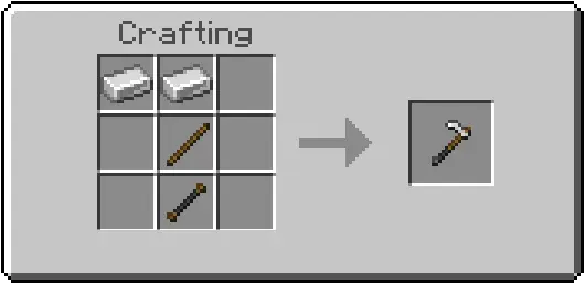 Crafting recipe for a custom pickaxe