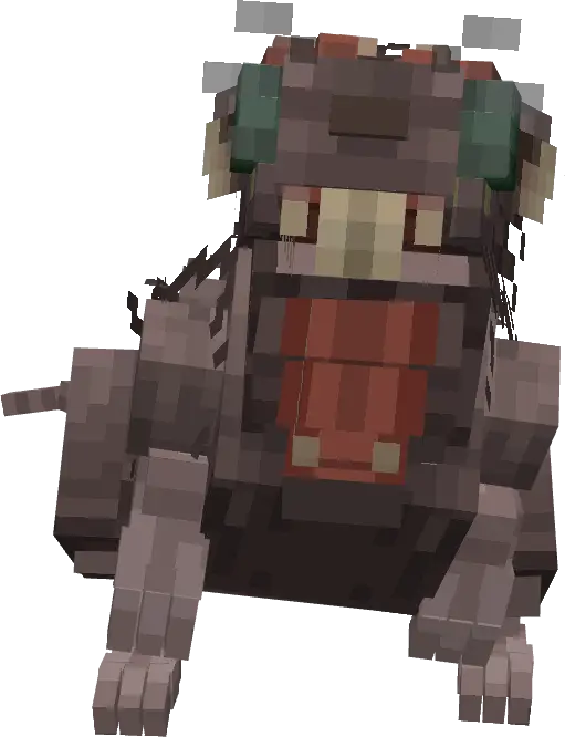 Blocky monster with open mouth and fangs