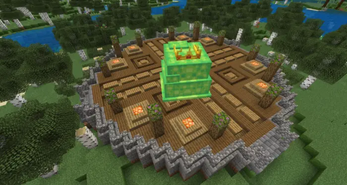 Celestial altar structure in a forest biome