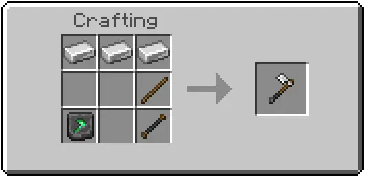 Crafting recipe for a custom axe tool