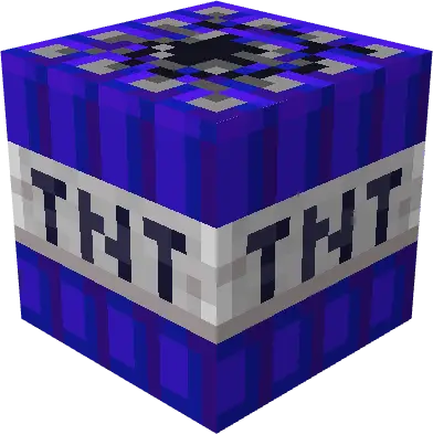 Blue TNT block with pixel art design