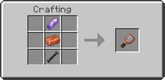 Crafting recipe for a magnifying glass