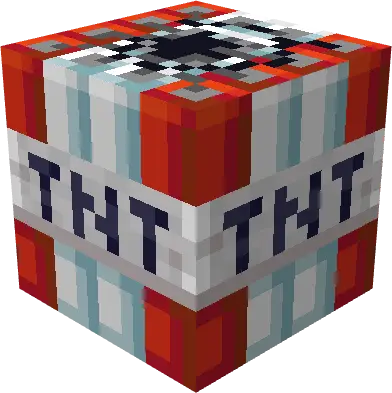 Pixelated TNT block with red and white stripes