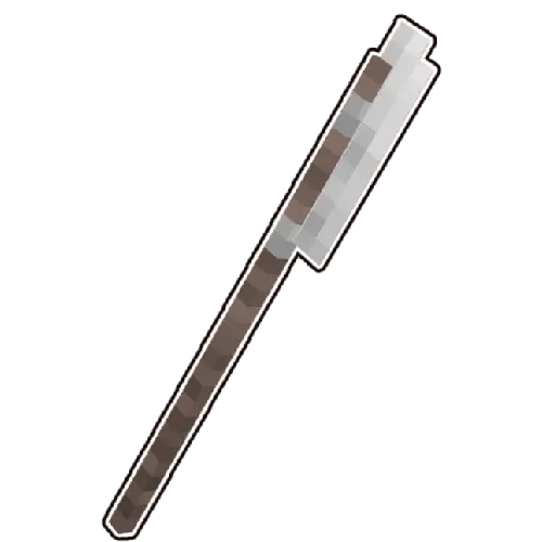 Pixelated cleaver with a long brown handle