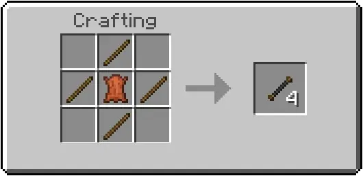 Crafting recipe for four custom rods