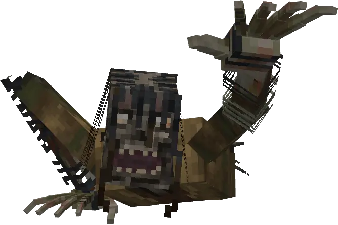 Grotesque, animated monster with outstretched arm