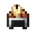 Pixel art flame atop a metal forge