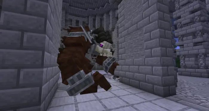 Armored beast lurking in a stone ruin