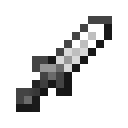 Pixelated silver sword icon with black hilt
