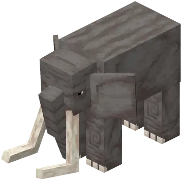 Blocky gray mammoth with large tusks