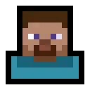 Pixelated character face with brown hair