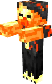 Pixelated fiery humanoid mob with glowing arms