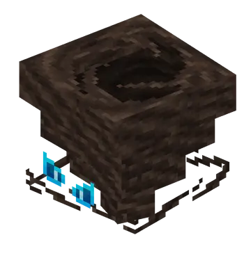 Blocky, brown creature with blue eyes