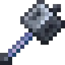 Pixel art of a large silver war hammer