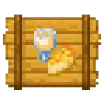 Pixel art crate with drink and food items