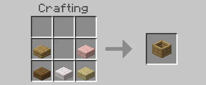 Crafting recipe using five wood slabs