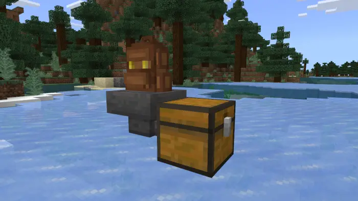 Backpack and chest on icy terrain