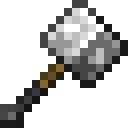 Pixelated silver hammer with wooden handle