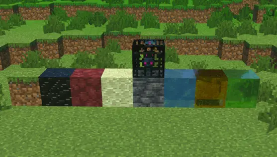 Colorful textured blocks and glass in sunlight