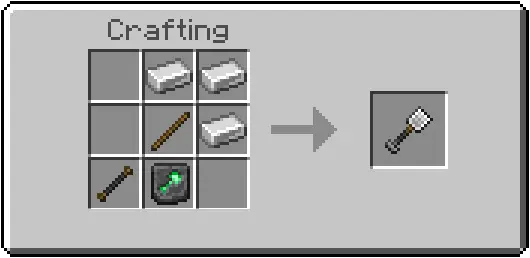 Custom shovel crafting recipe interface